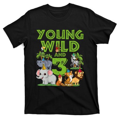 Kids I´m Wild And Three 3 Birthday 3 Year Old Birthday T-Shirt