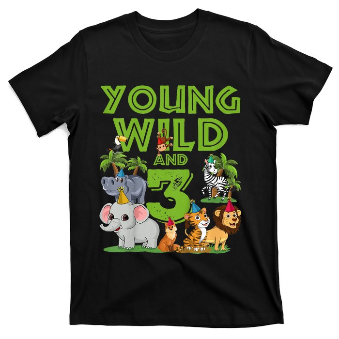 Kids I´m Wild And Three 3 Birthday 3 Year Old Birthday T-Shirt