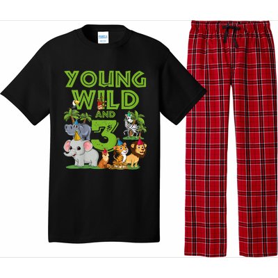 Kids I´m Wild And Three 3 Birthday 3 Year Old Birthday Pajama Set