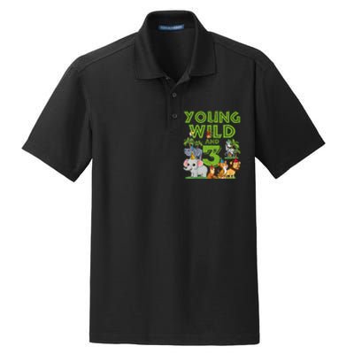 Kids I´m Wild And Three 3 Birthday 3 Year Old Birthday Dry Zone Grid Polo