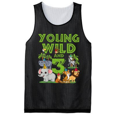 Kids I´m Wild And Three 3 Birthday 3 Year Old Birthday Mesh Reversible Basketball Jersey Tank