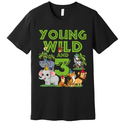 Kids I´m Wild And Three 3 Birthday 3 Year Old Birthday Premium T-Shirt