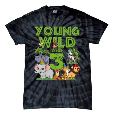 Kids I´m Wild And Three 3 Birthday 3 Year Old Birthday Tie-Dye T-Shirt