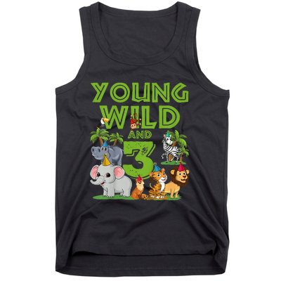 Kids I´m Wild And Three 3 Birthday 3 Year Old Birthday Tank Top