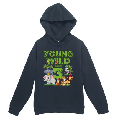 Kids I´m Wild And Three 3 Birthday 3 Year Old Birthday Urban Pullover Hoodie