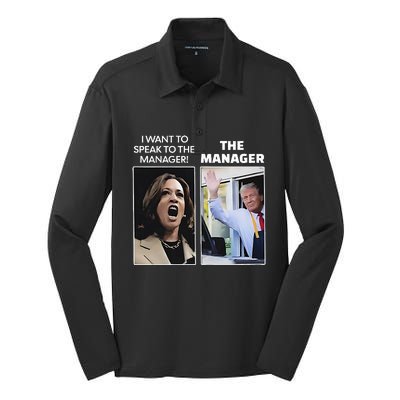 Kamala I Want To Speak To The Manager Trump Mcdonalds Silk Touch Performance Long Sleeve Polo