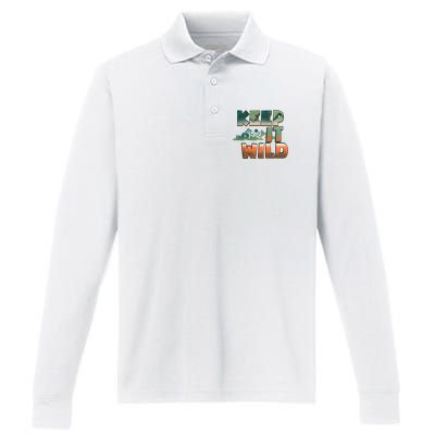 Keep It Wild Camping Hiking Gift Performance Long Sleeve Polo