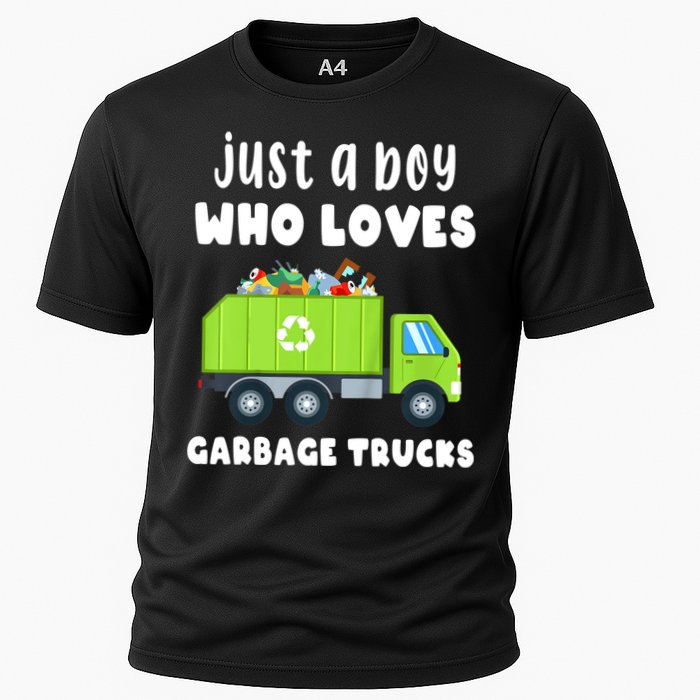 Kids Just A Boy Who Loves Garbage Trucks Cooling Performance Crew T-Shirt