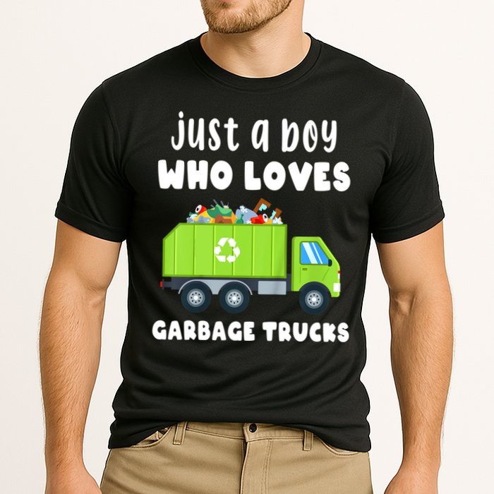 Kids Just A Boy Who Loves Garbage Trucks Cooling Performance Crew T-Shirt