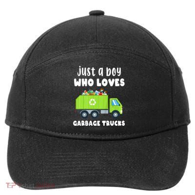 Kids Just A Boy Who Loves Garbage Trucks 7-Panel Snapback Hat