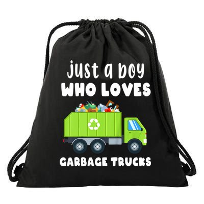 Kids Just A Boy Who Loves Garbage Trucks Drawstring Bag