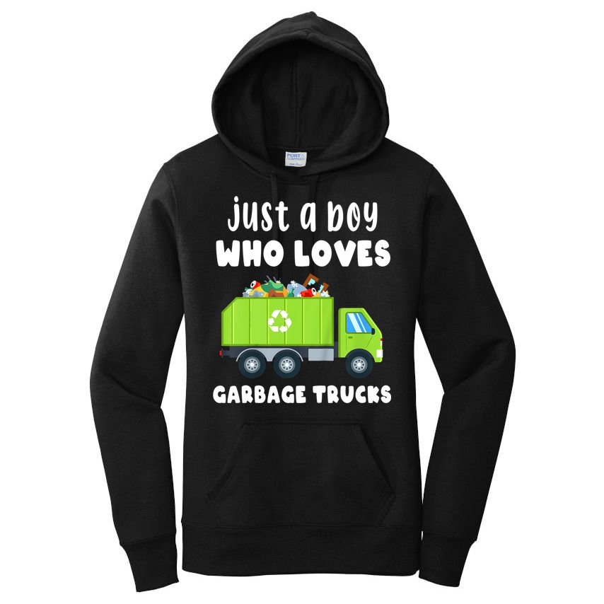 Kids Just A Boy Who Loves Garbage Trucks Women's Pullover Hoodie