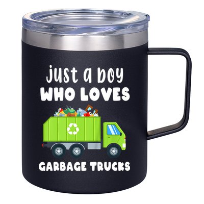 Kids Just A Boy Who Loves Garbage Trucks 12oz Stainless Steel Coffee Mug