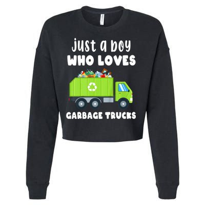 Kids Just A Boy Who Loves Garbage Trucks Cropped Pullover Crew