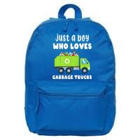 Kids Just A Boy Who Loves Garbage Trucks 16 in Basic Backpack
