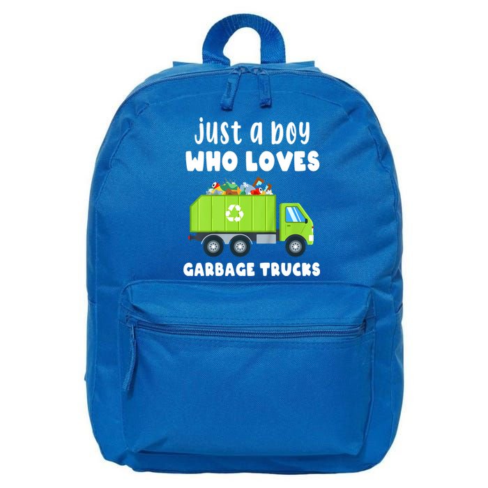 Kids Just A Boy Who Loves Garbage Trucks 16 in Basic Backpack