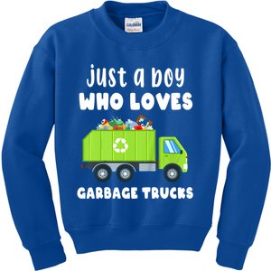 Kids Just A Boy Who Loves Garbage Trucks Kids Sweatshirt