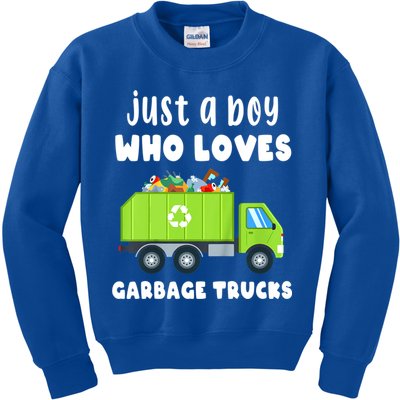 Kids Just A Boy Who Loves Garbage Trucks Kids Sweatshirt
