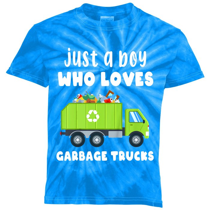 Kids Just A Boy Who Loves Garbage Trucks Kids Tie-Dye T-Shirt