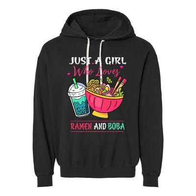 Kawaii Just A Girl Who Loves Ramen And Boba Tea Bubble Milk Garment-Dyed Fleece Hoodie