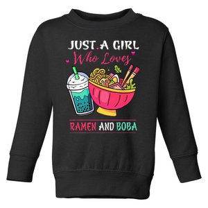 Kawaii Just A Girl Who Loves Ramen And Boba Tea Bubble Milk Toddler Sweatshirt