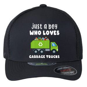 Kids Just A Boy Who Loves Garbage Trucks Flexfit Unipanel Trucker Cap