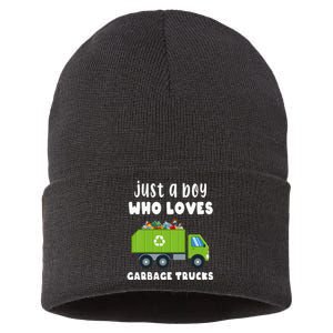 Kids Just A Boy Who Loves Garbage Trucks Sustainable Knit Beanie