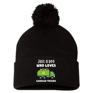 Kids Just A Boy Who Loves Garbage Trucks Pom Pom 12in Knit Beanie