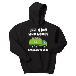 Kids Just A Boy Who Loves Garbage Trucks Kids Hoodie