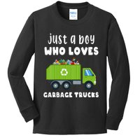 Kids Just A Boy Who Loves Garbage Trucks Kids Long Sleeve Shirt