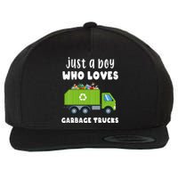 Kids Just A Boy Who Loves Garbage Trucks Wool Snapback Cap