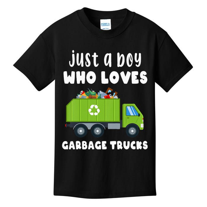 Kids Just A Boy Who Loves Garbage Trucks Kids T-Shirt