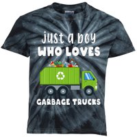 Kids Just A Boy Who Loves Garbage Trucks Kids Tie-Dye T-Shirt