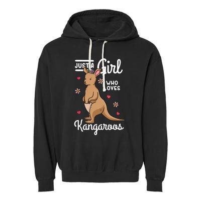 Kangaroo Just A Girl Who Loves Kangaroos Gift Garment-Dyed Fleece Hoodie