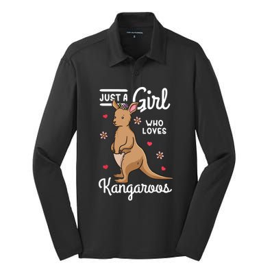 Kangaroo Just A Girl Who Loves Kangaroos Gift Silk Touch Performance Long Sleeve Polo