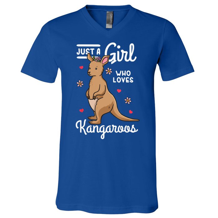 Kangaroo Just A Girl Who Loves Kangaroos Gift V-Neck T-Shirt