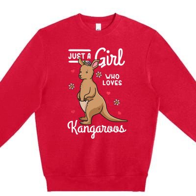 Kangaroo Just A Girl Who Loves Kangaroos Gift Premium Crewneck Sweatshirt