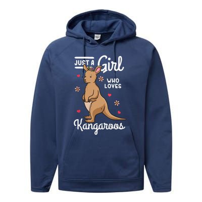 Kangaroo Just A Girl Who Loves Kangaroos Gift Performance Fleece Hoodie