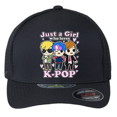 Kpop Just A Girl Who Loves Kpop Korean Pop Band Flexfit Unipanel Trucker Cap