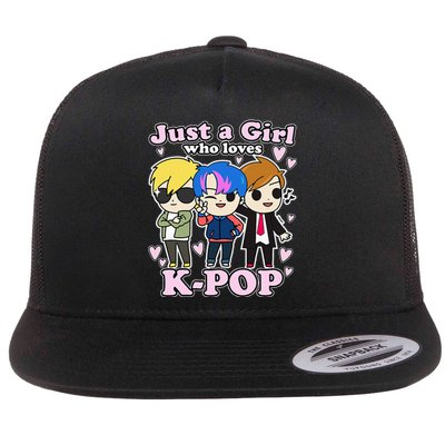 Kpop Just A Girl Who Loves Kpop Korean Pop Band Flat Bill Trucker Hat