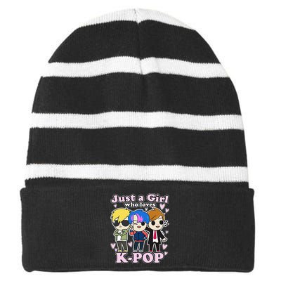 Kpop Just A Girl Who Loves Kpop Korean Pop Band Striped Beanie with Solid Band