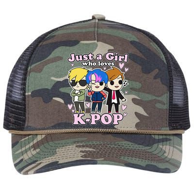 Kpop Just A Girl Who Loves Kpop Korean Pop Band Retro Rope Trucker Hat Cap