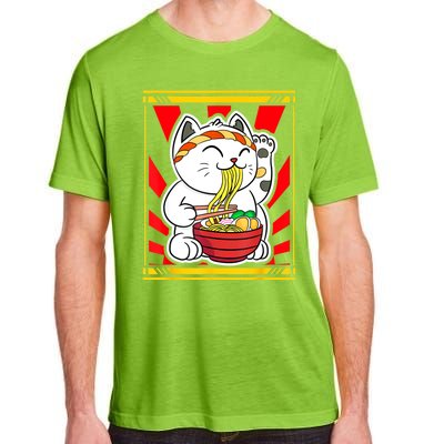 Kawaii Japanese Cat Eating Ramen Noodles Japanese Food Anime Adult ChromaSoft Performance T-Shirt