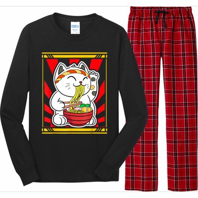 Kawaii Japanese Cat Eating Ramen Noodles Japanese Food Anime Long Sleeve Pajama Set