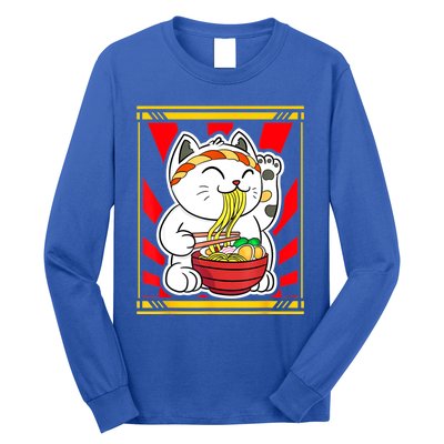 Kawaii Japanese Cat Eating Ramen Noodles Japanese Food Anime Long Sleeve Shirt