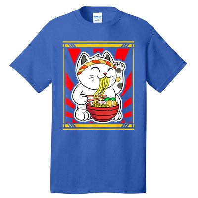 Kawaii Japanese Cat Eating Ramen Noodles Japanese Food Anime Tall T-Shirt