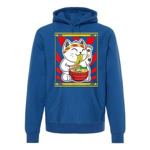 Kawaii Japanese Cat Eating Ramen Noodles Japanese Food Anime Premium Hoodie