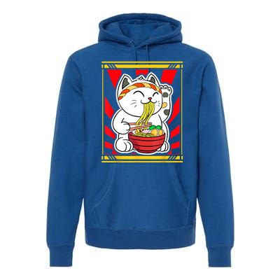 Kawaii Japanese Cat Eating Ramen Noodles Japanese Food Anime Premium Hoodie