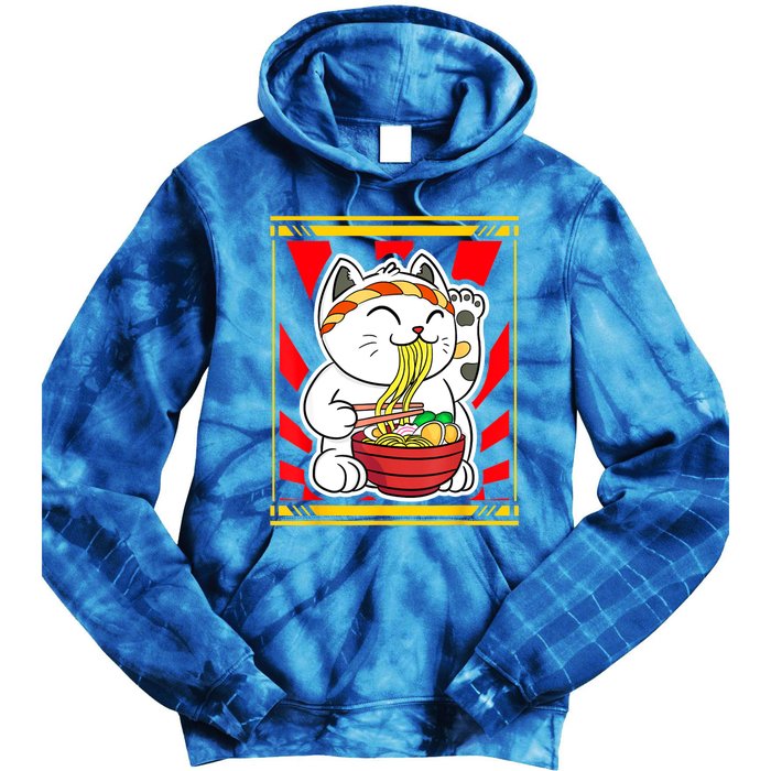 Kawaii Japanese Cat Eating Ramen Noodles Japanese Food Anime Tie Dye Hoodie