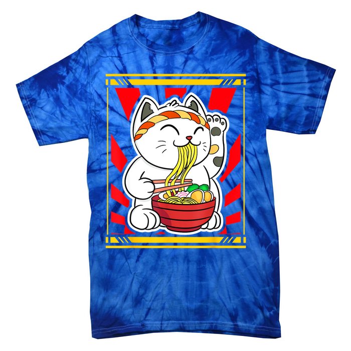 Kawaii Japanese Cat Eating Ramen Noodles Japanese Food Anime Tie-Dye T-Shirt